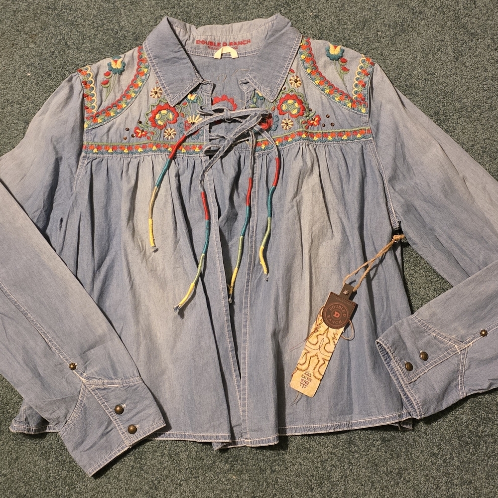 Gorgeous NWT DDR DOUBLE D RANCH OOP RARE HTF Embroidered JEAN JACKET 1X $199